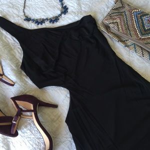 bebe Black One Shoulder Cutout Asymmetrical Dress